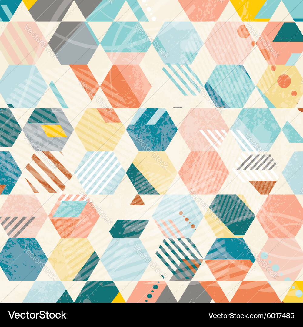 Abstract retro geometric hexagonal pattern vector image
