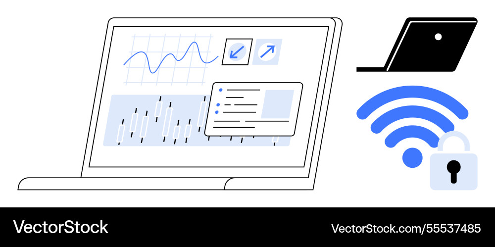 Analyzing data and secure wireless communication Vector Image
