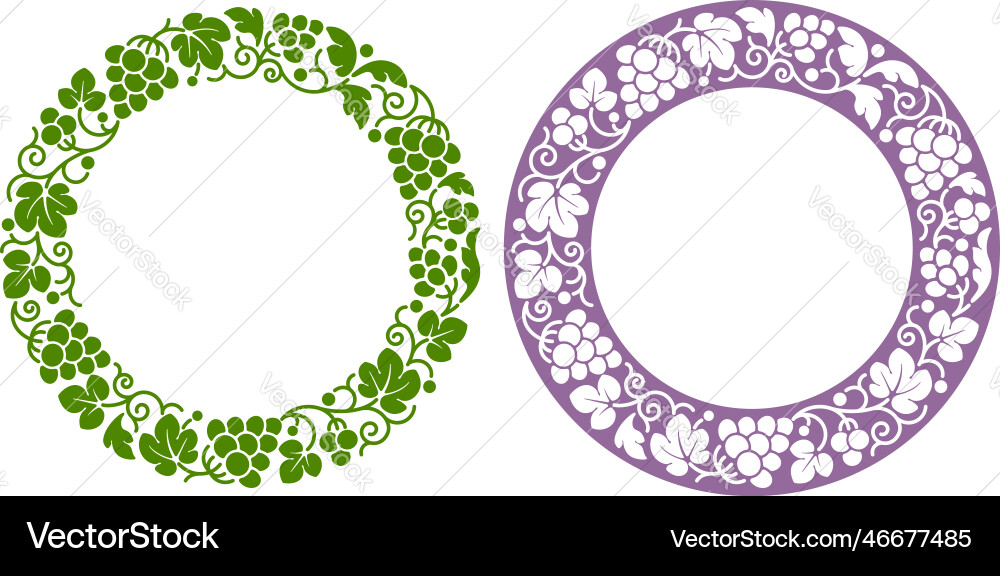 Grape Vine Frame Pattern Set vector image