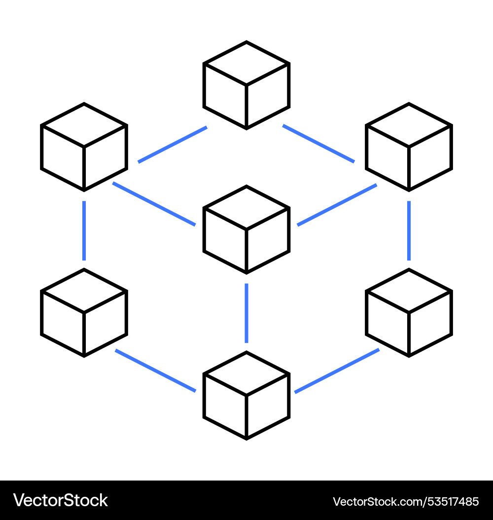 Network of connected cubes symbolizing blockchain Network of connected cubes symbolizing blockchain vector image