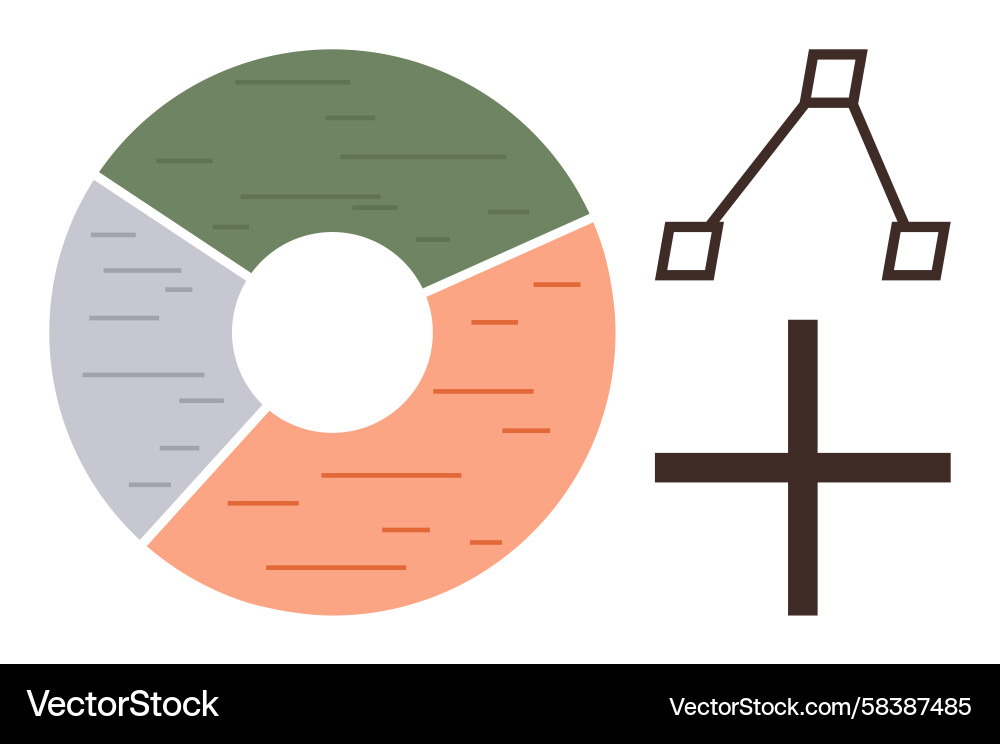 Segmented Pie Chart & Node Structure Vector Image