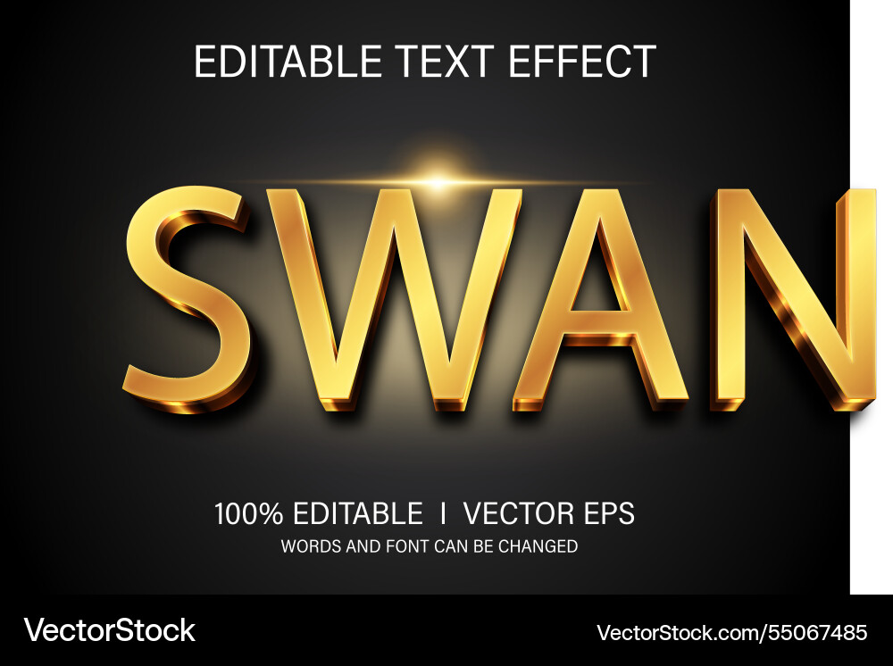 Swan 3d text effect with modern style design Swan 3d text effect with modern style design vector image