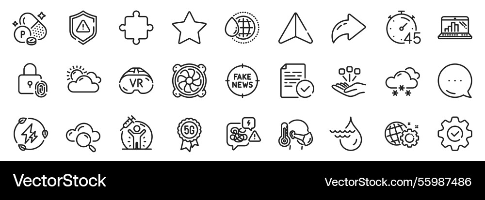 Computer fan execute and graph laptop line icons Computer fan execute and graph laptop line icons vector image