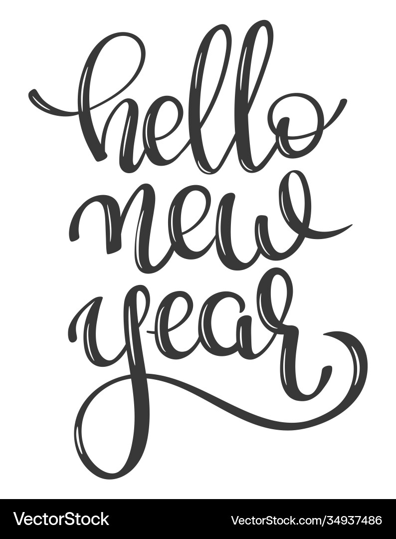 Hand lettering words hello new year Hand lettering words hello new year vector image