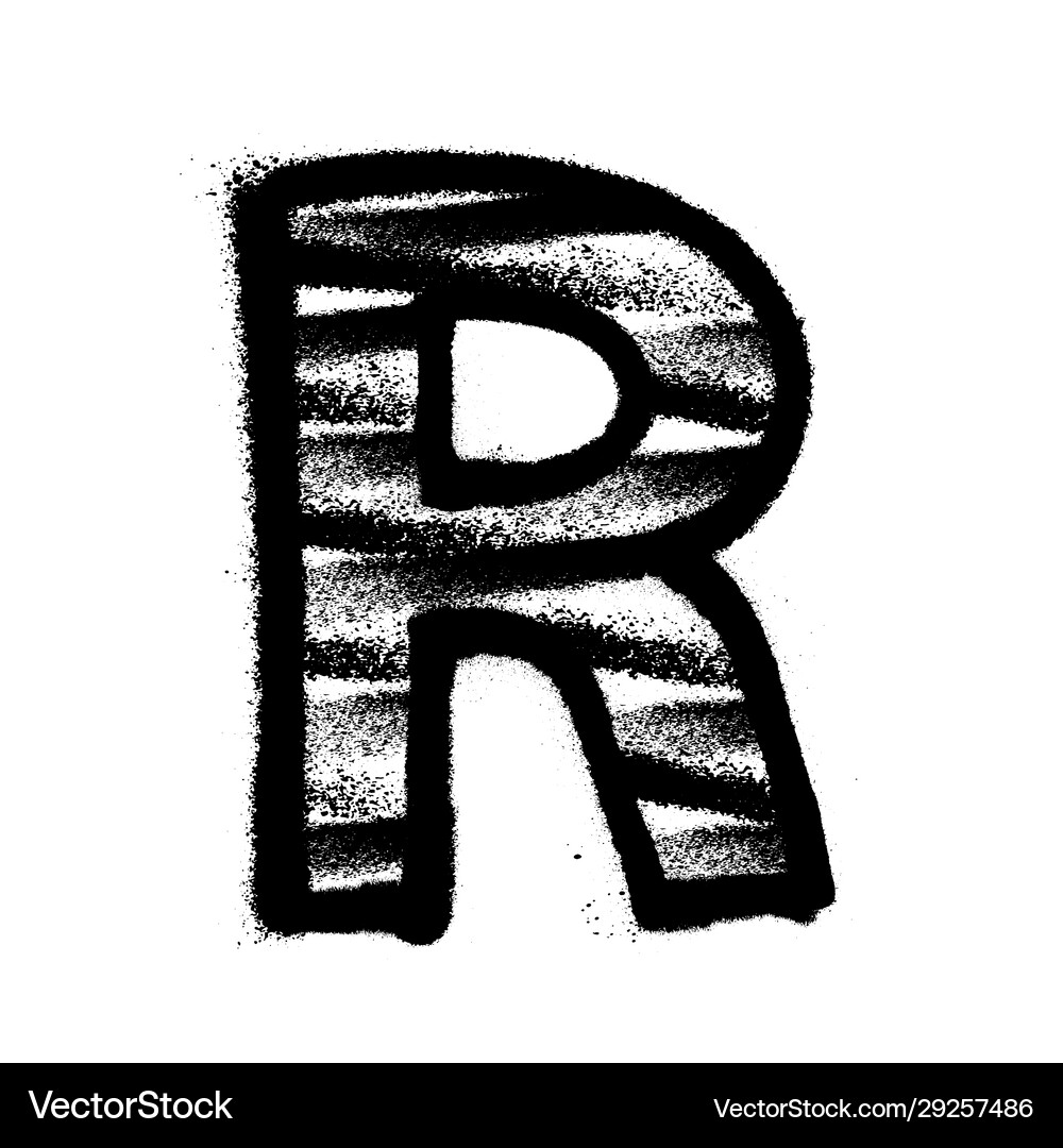 Letter r graffiti alphabet with spray lines – Royalty-Free Vector |  VectorStock, image size:1000x1080