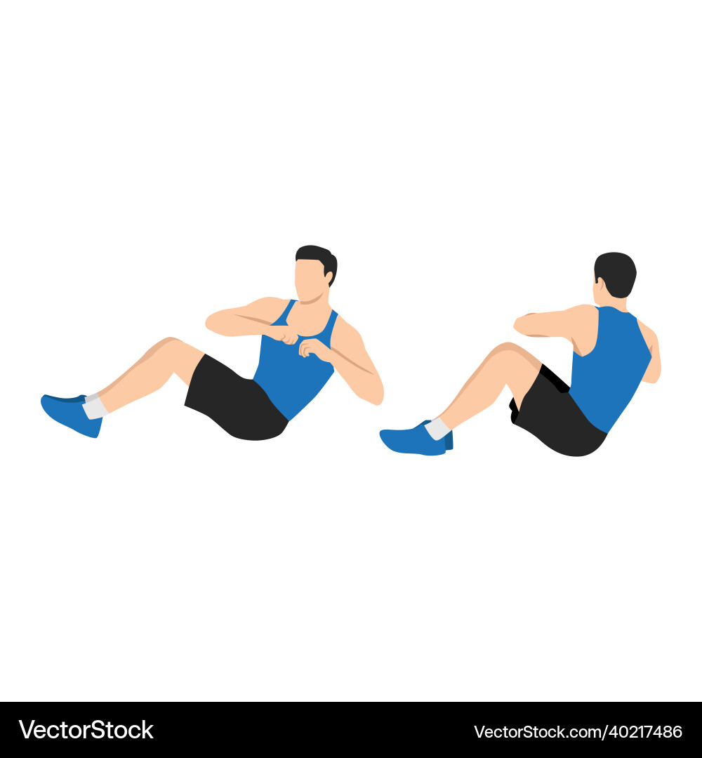 Man doing russian twists exercise flat Man doing russian twists exercise flat vector image