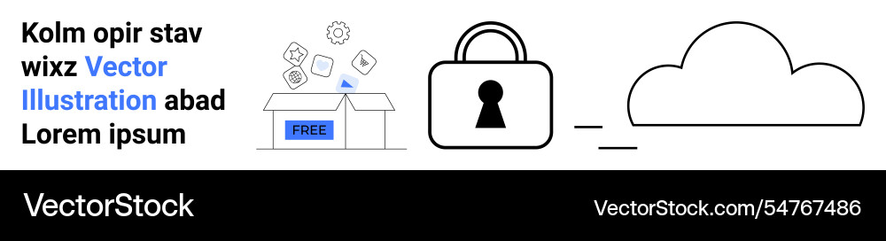 Secure cloud storage concept with lock and open Vector Image