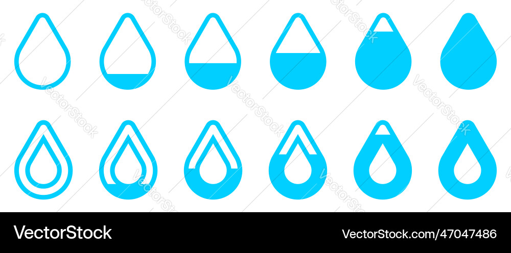 Water Level Drop Icon Set - Full to Empty vector image