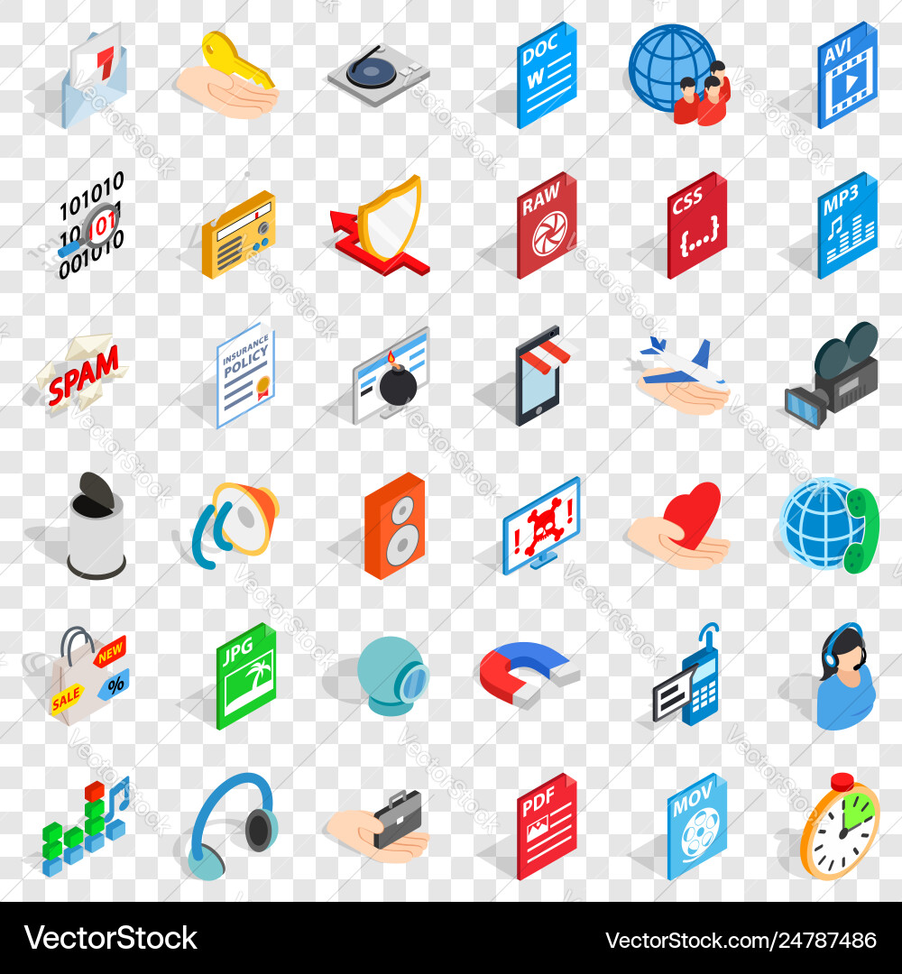 Web camera icons set isometric style Web camera icons set isometric style vector image