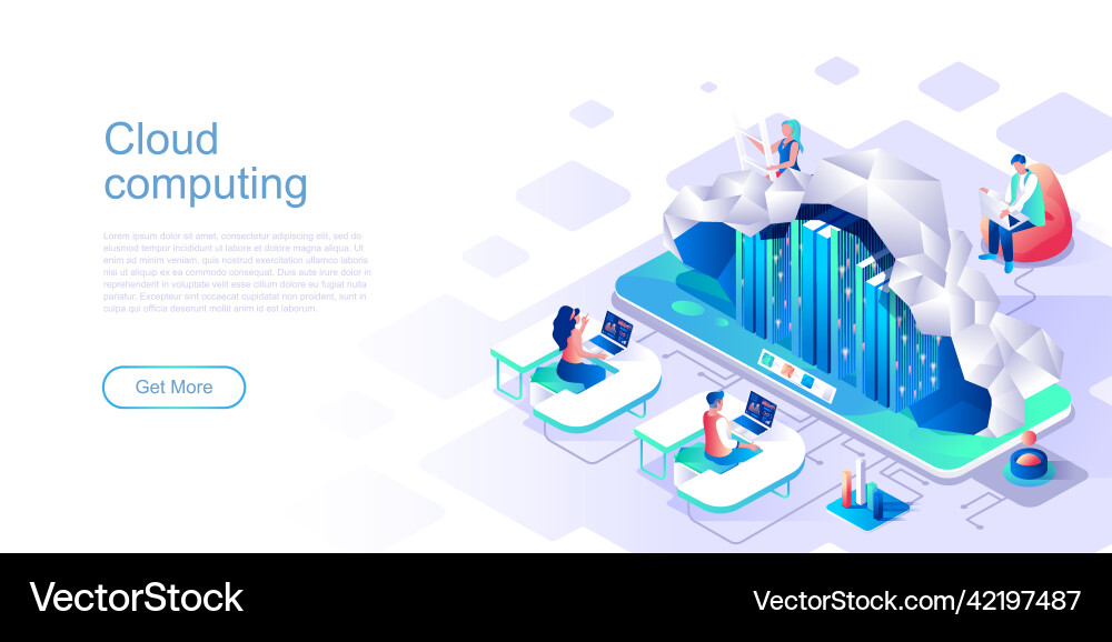Cloud computing landing page template Cloud computing landing page template vector image