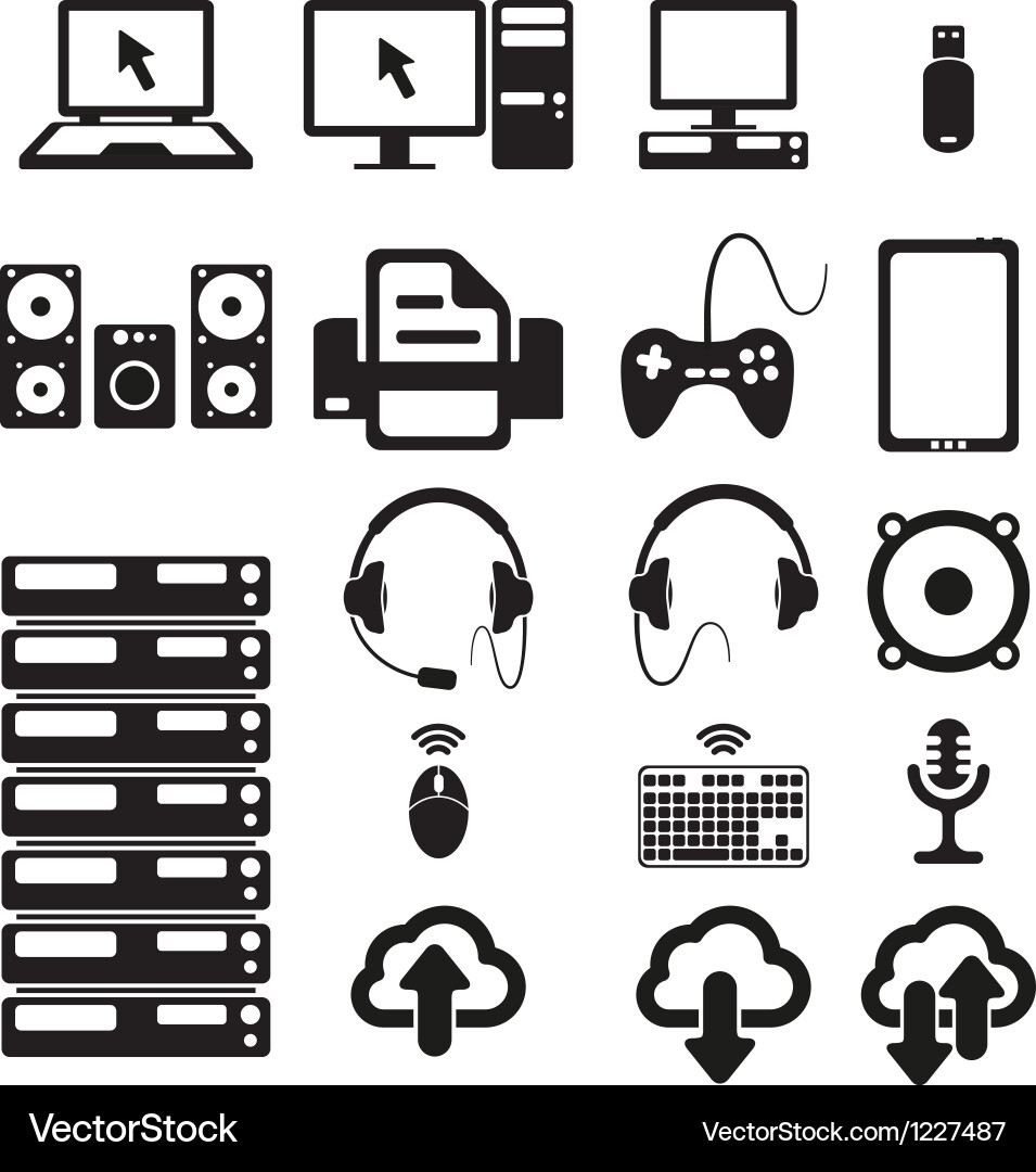 Computer & Hardware Icons Set vector image