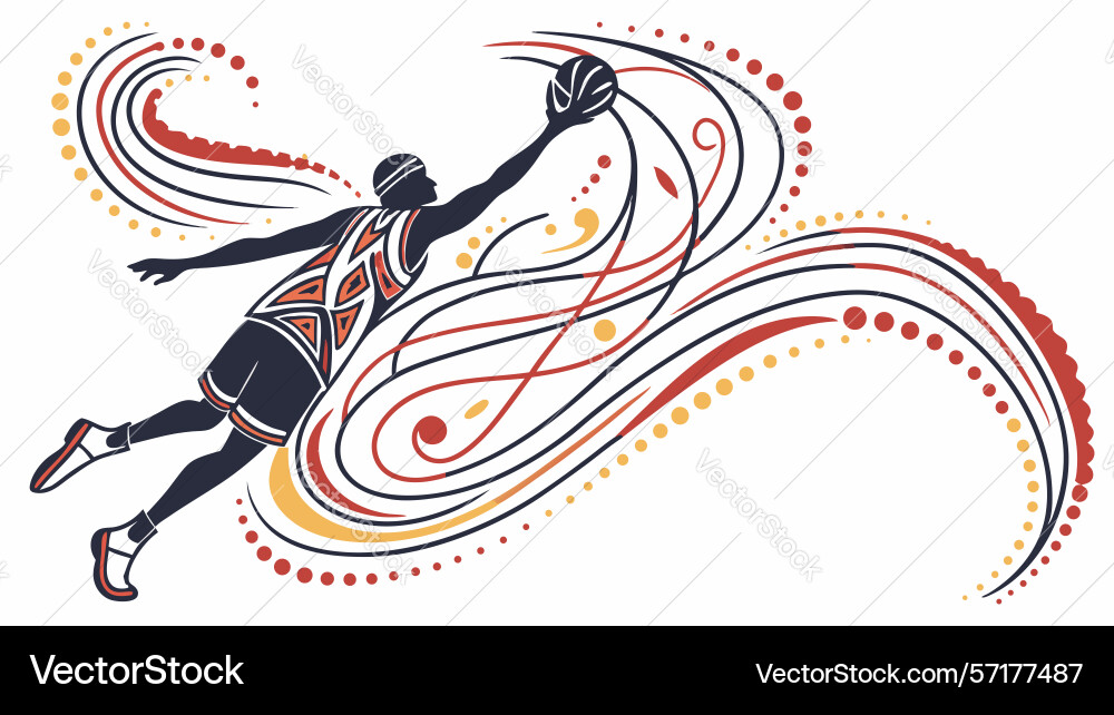 Dynamic basketball player abstract art design vector image