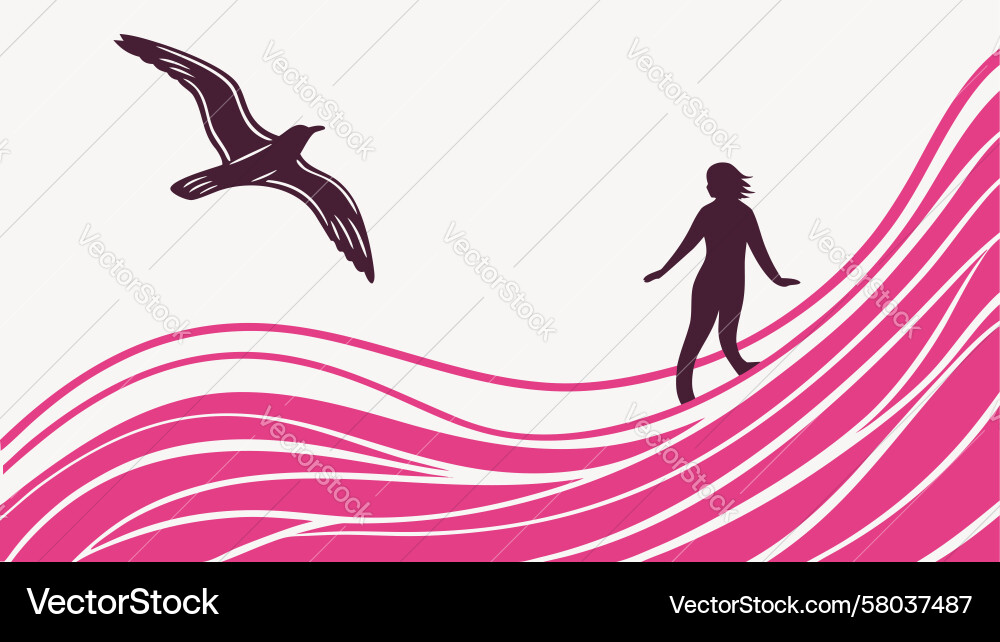 Dynamic Person on Abstract Wave Vector Image
