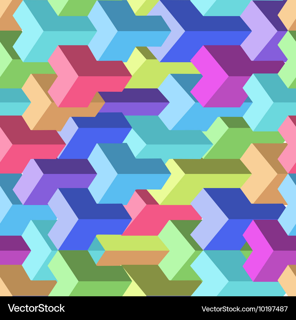 Isometric cubes seamlessly repeatable pattern 3d Vector Image