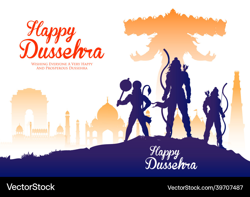 Lord rama and ravana in dussehra navratri festival Lord rama and ravana in dussehra navratri festival vector image