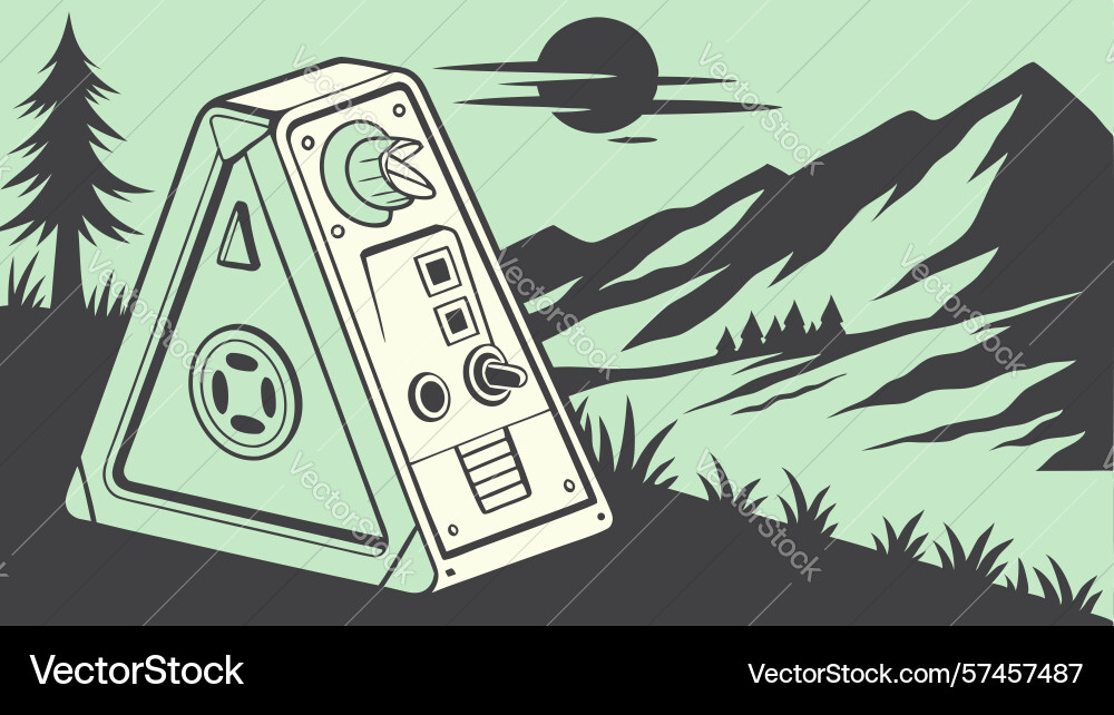 Mysterious glowing object in abstract mountain Vector Image