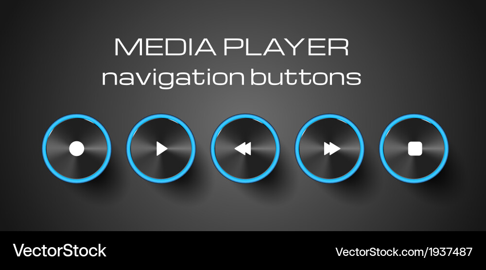 Set of media control buttons Vector Image