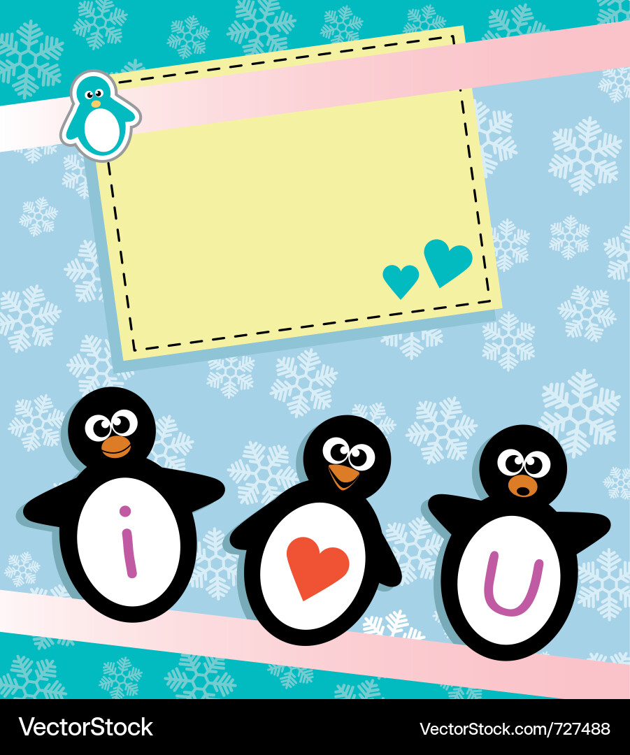 Cute Penguin Winter Card Vector Image