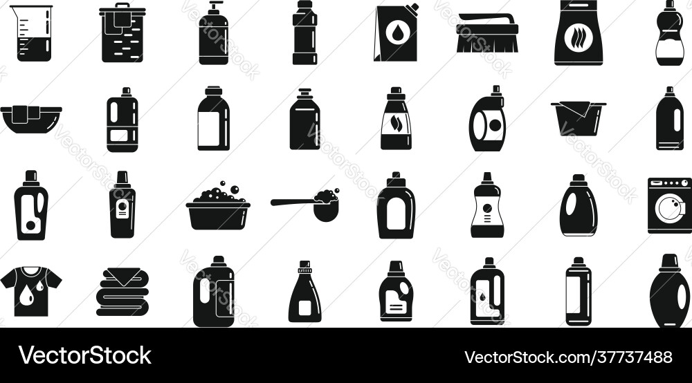 Fabric softener icons set simple style Fabric softener icons set simple style vector image