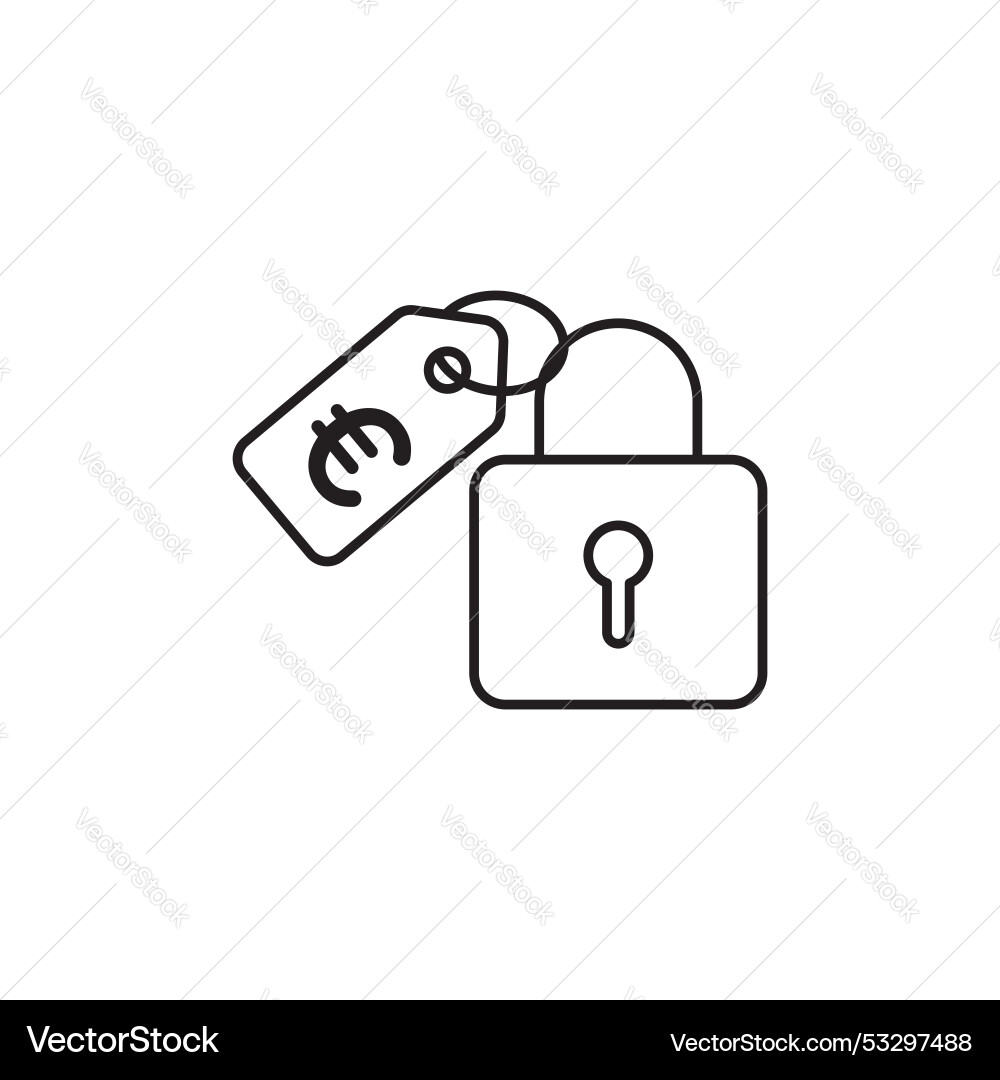 Fixed price icon set lock symbol vector image