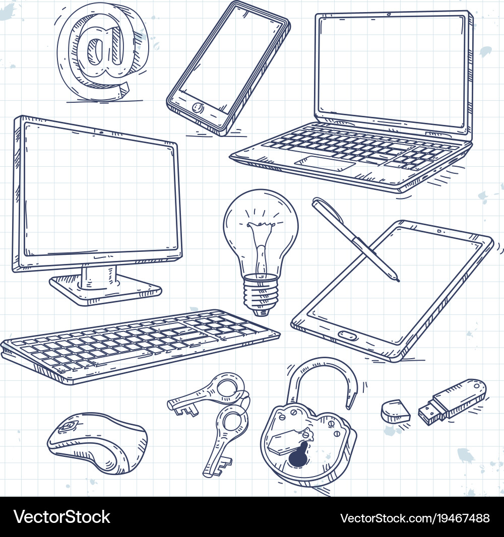 Hand Drawn Computer Icons vector image