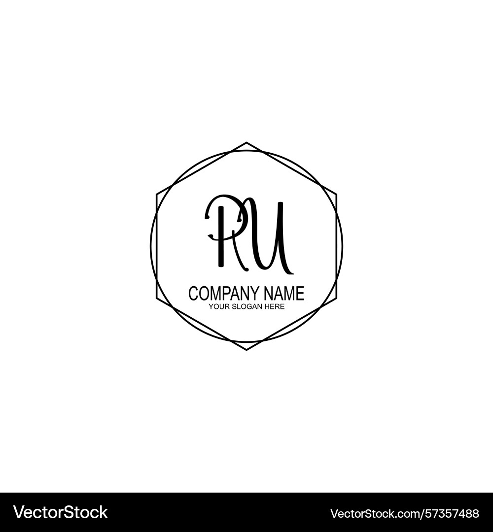 Minimalist handwritten ru initial logos with soft Vector Image