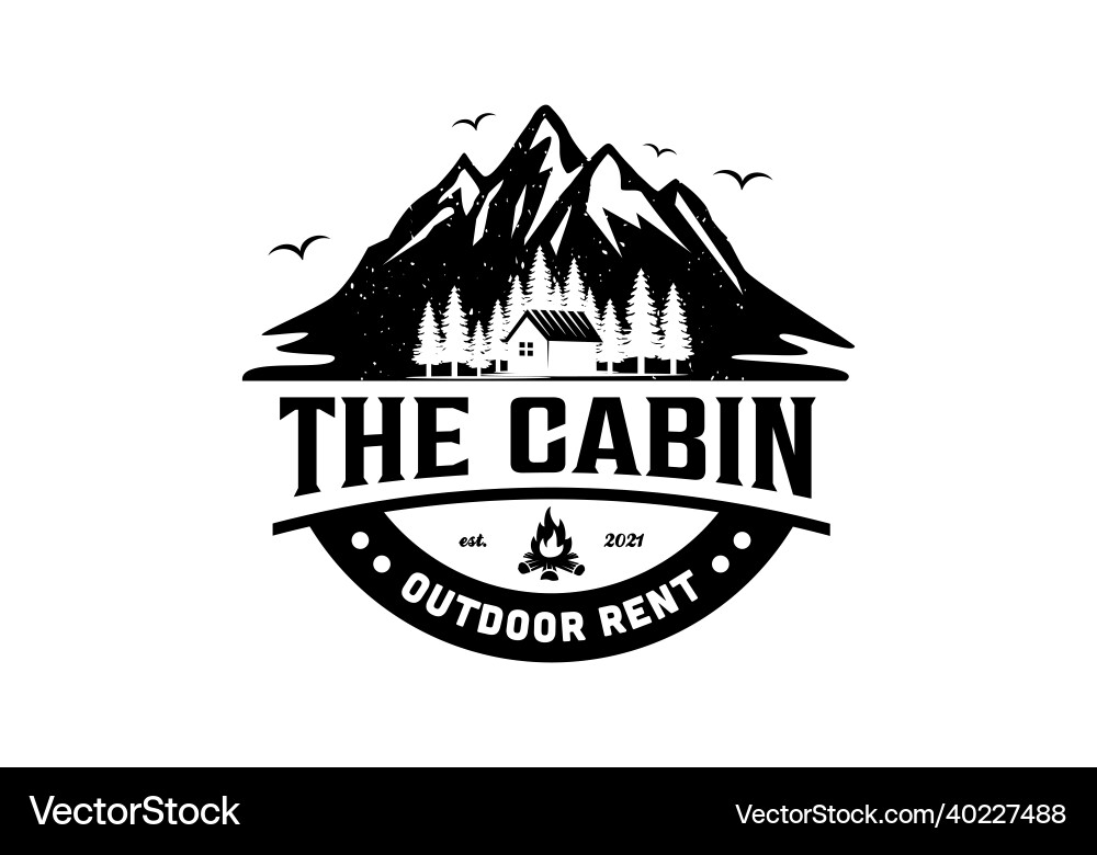 Mountain view with cabin countryside house rent Mountain view with cabin countryside house rent vector image