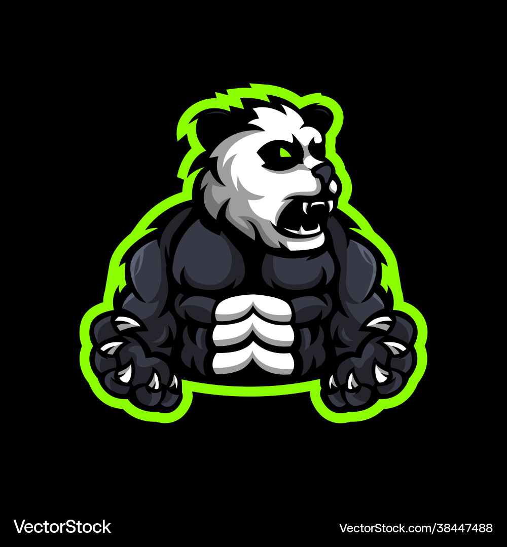 Muscular Panda Mascot Logo Vector Image