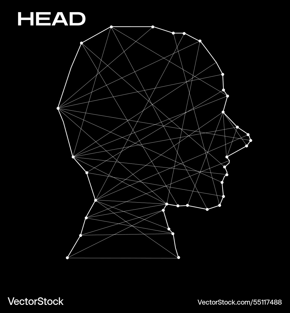 Polygonal abstract head with connected lines Polygonal abstract head with connected lines vector image