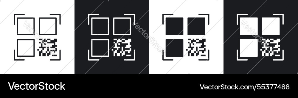 Qrcode icon set black and white colors graphic Vector Image