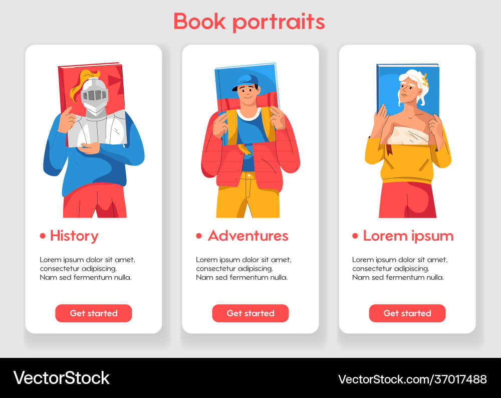 Template design for mobile app page with book Template design for mobile app page with book vector image