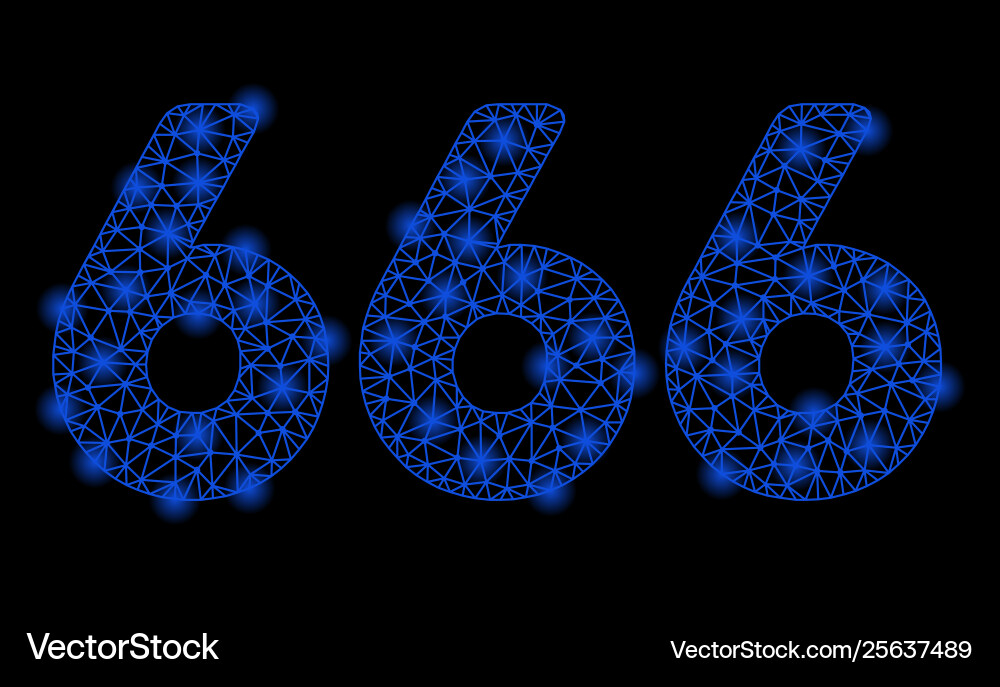 Bright mesh wire frame 666 digits text with flare Bright mesh wire frame 666 digits text with flare vector image
