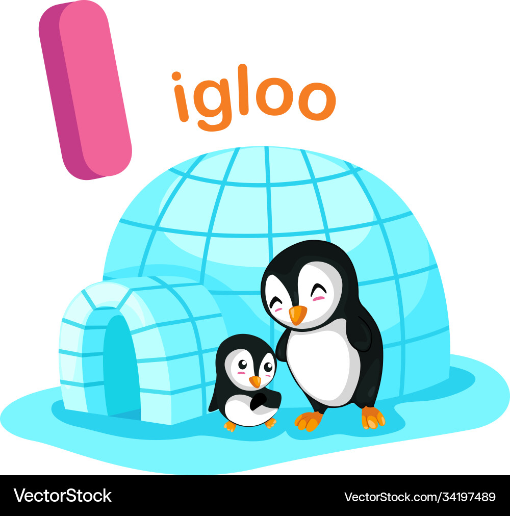 Isolated alphabet letter i igloo Royalty Free Vector Image