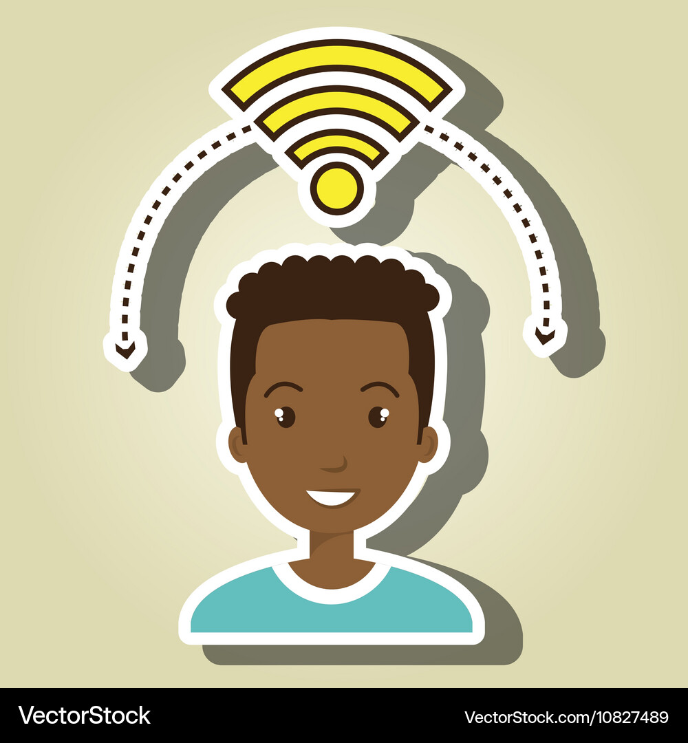 Man wifi web internet connected Vector Image
