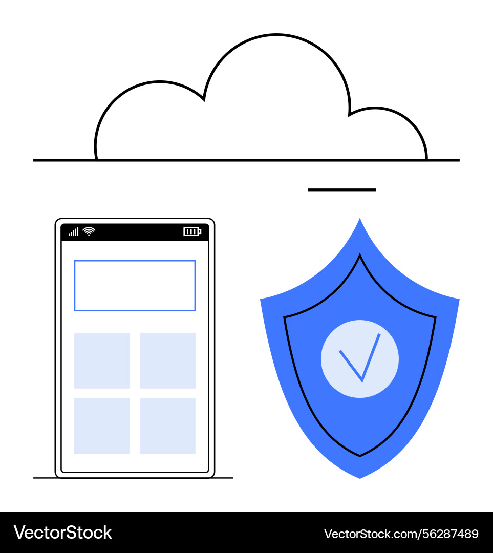 Mobile security and cloud sync integration Mobile security and cloud sync integration vector image