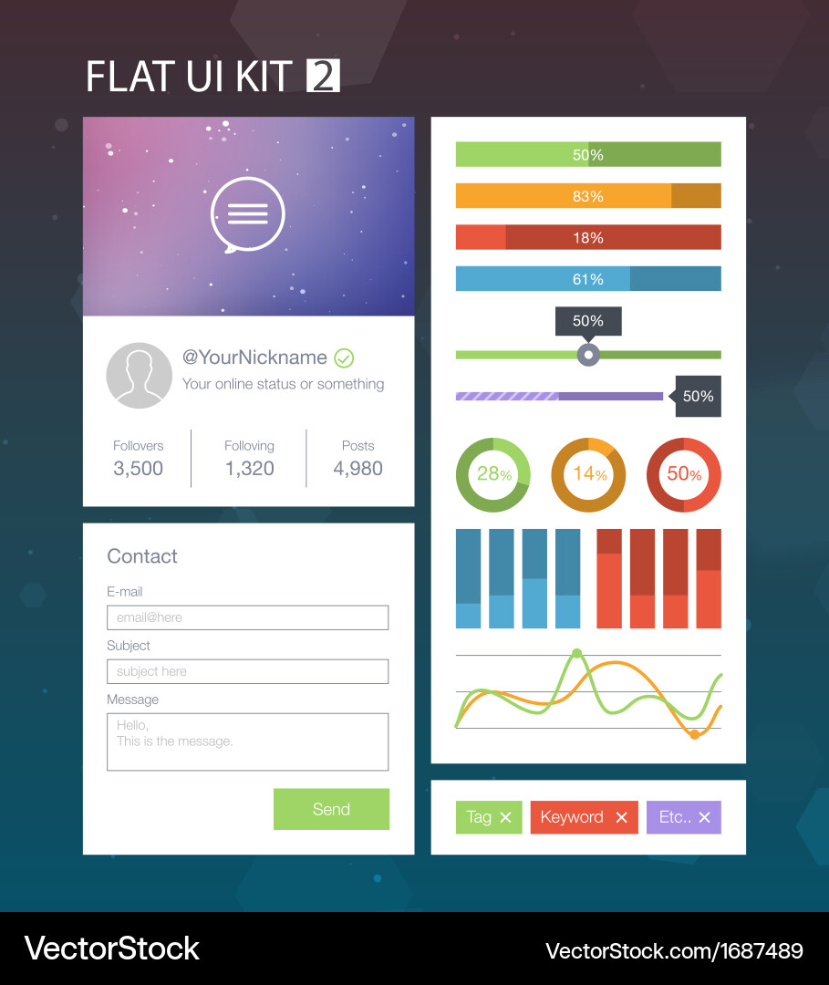 Modern UI Kit - Flat Interface Elements Vector Image