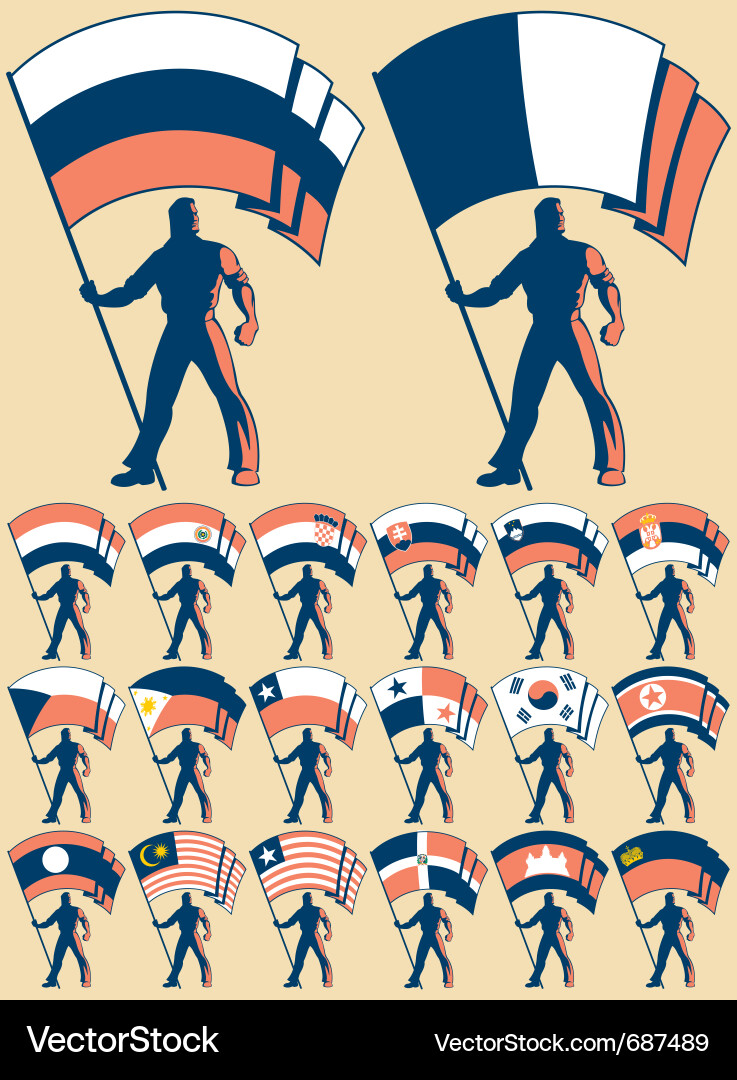 Multiple Flag Bearers Vector Image