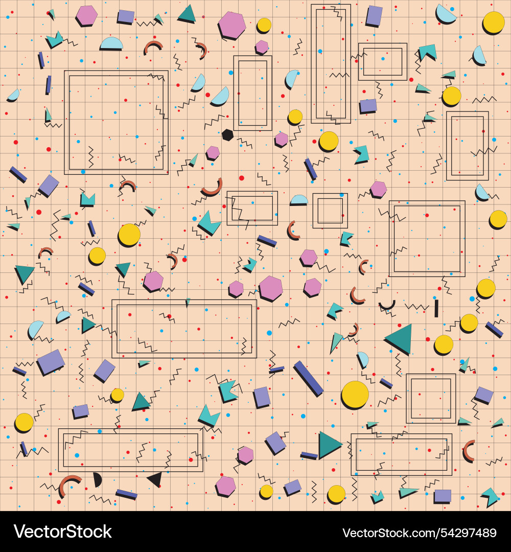 Retro abstract geometric background with grid Vector Image
