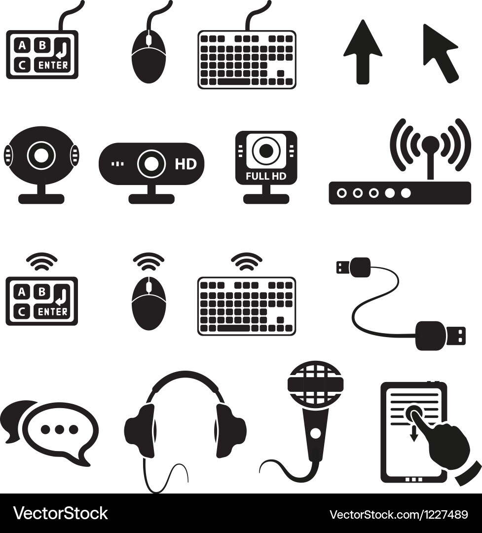 Set of computers and hardware icons vector image