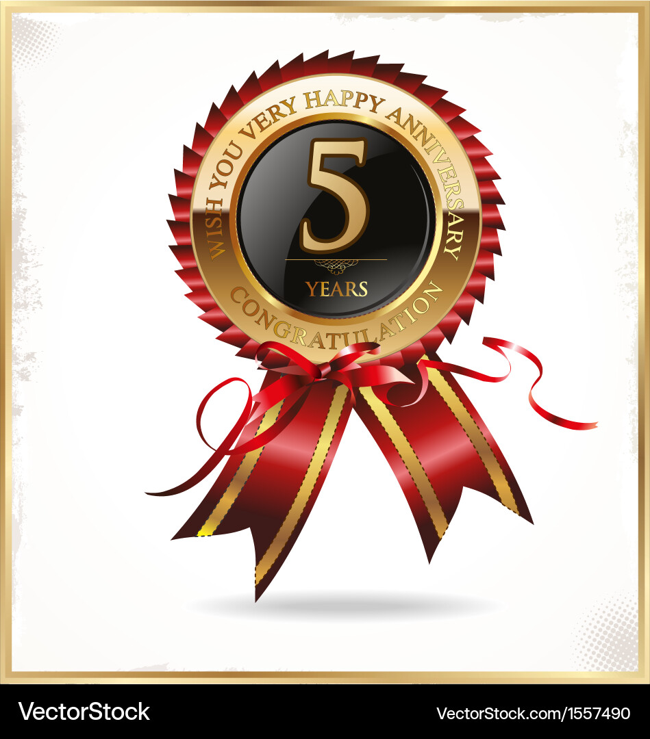 5 year anniversary label Royalty Free Vector Image
