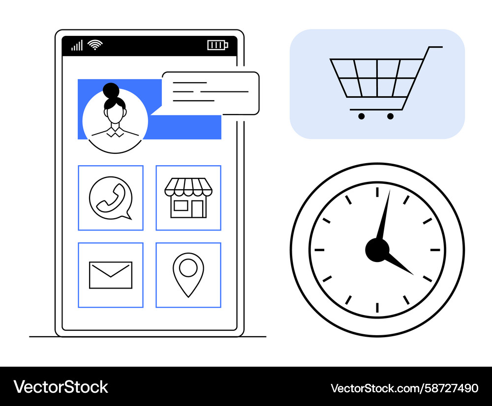 Mobile app interface with communication icons Vector Image