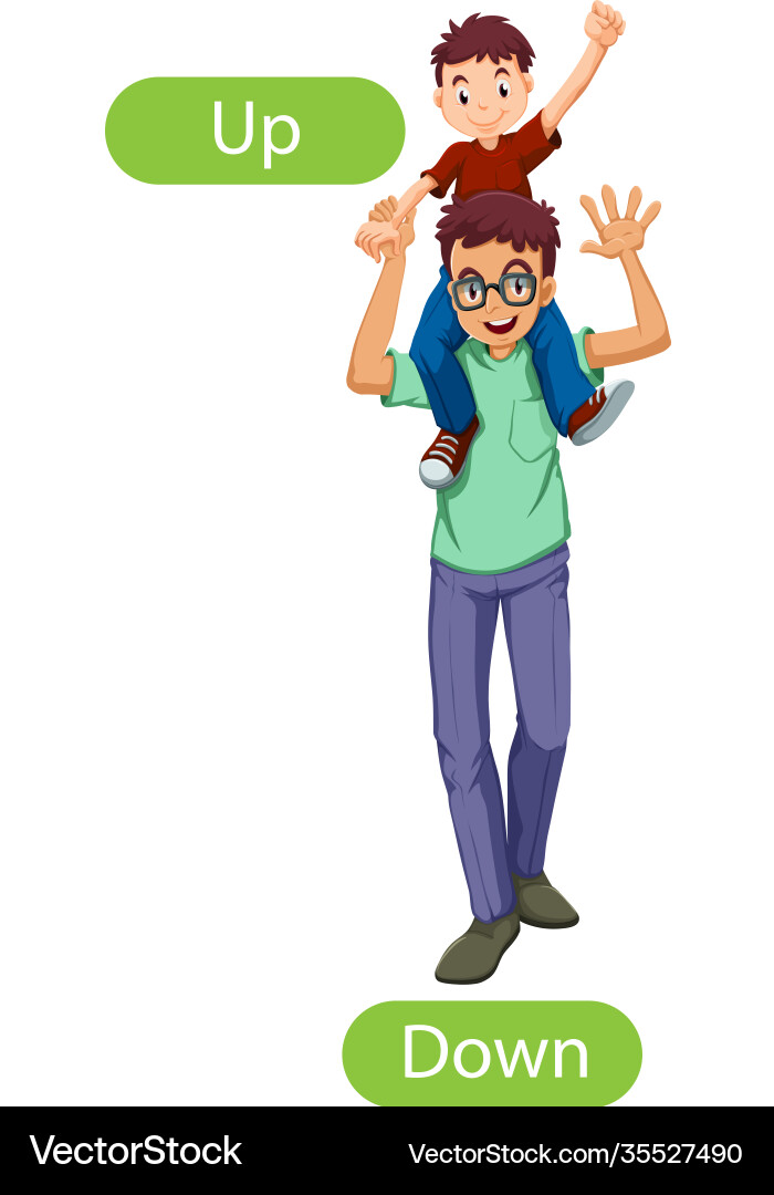 Opposite words with up and down Royalty Free Vector Image