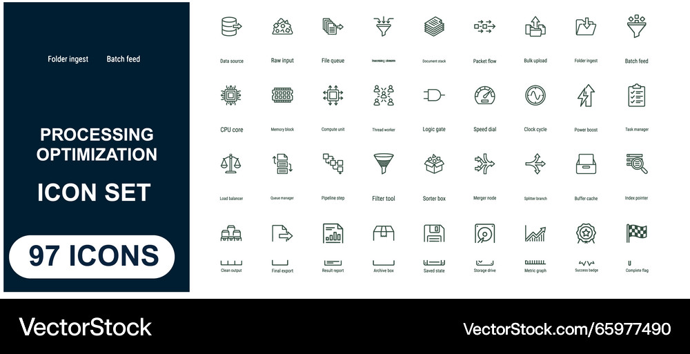 Processing Optimization Icon Set – Royalty-Free Vector | VectorStock