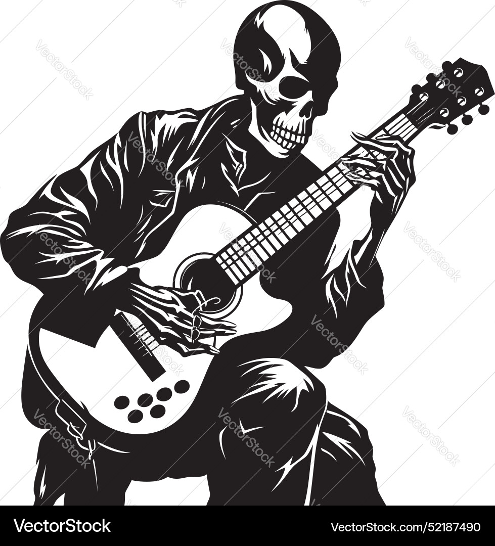 Skeletal serenade guitar playing skeleton design Skeletal serenade guitar playing skeleton design vector image