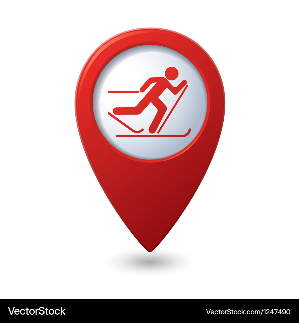 Ski Pointer with Track Icon Vector Image