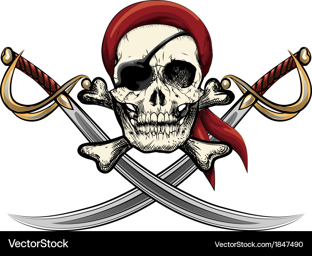 Skull with Crossed Sabers vector image