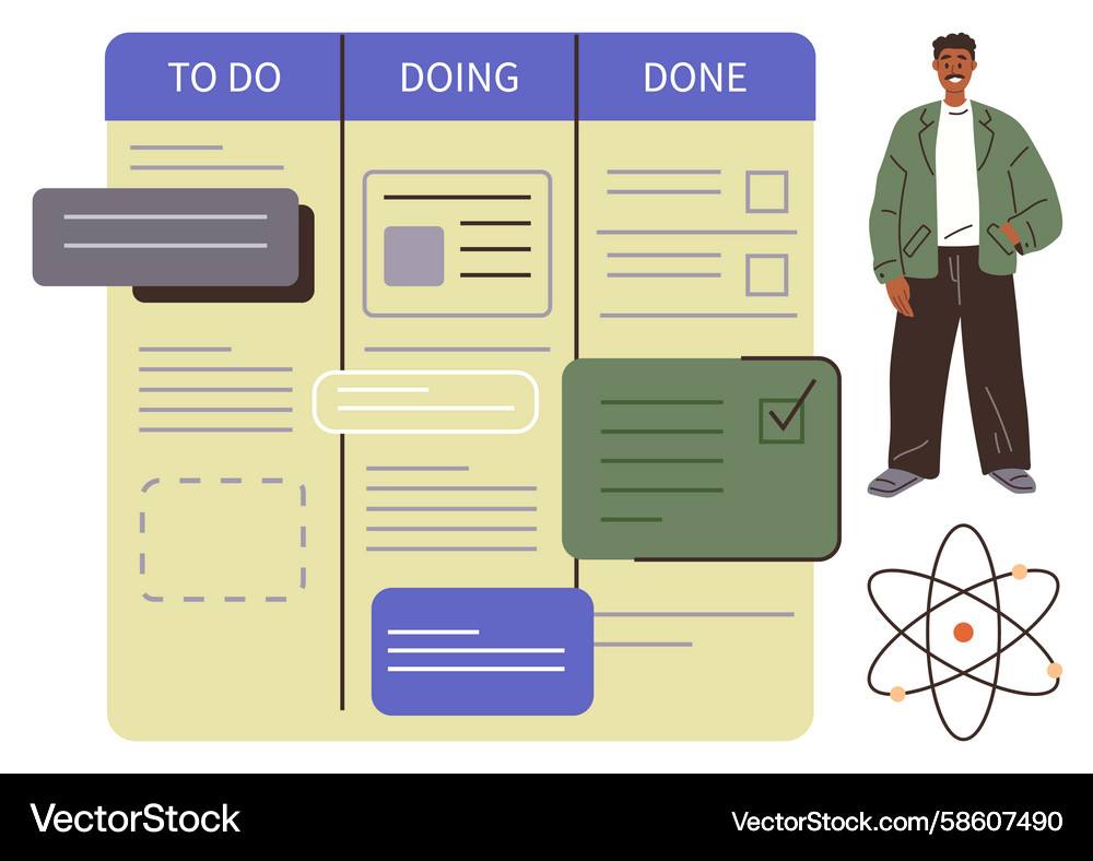 Task management board with columns for to-do Vector Image