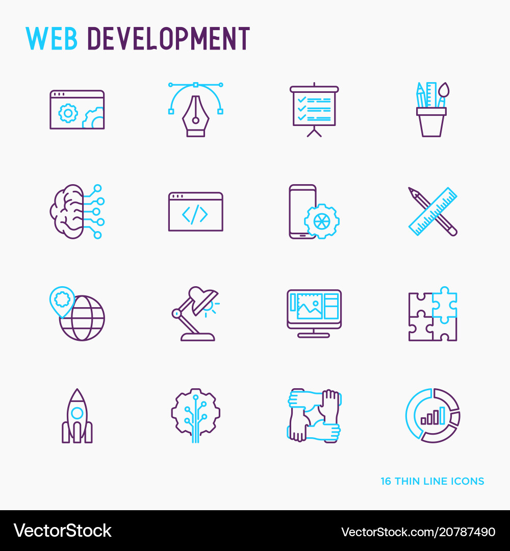 Web development thin line icons set Web development thin line icons set vector image