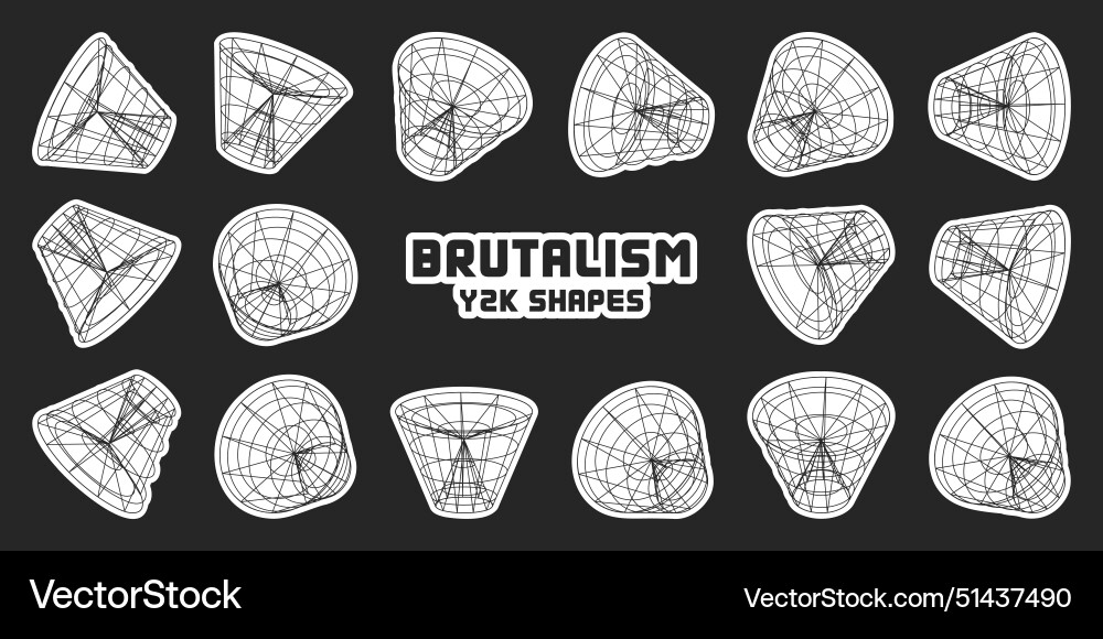 Wireframe lined shapes perspective mesh 3d grid Wireframe lined shapes perspective mesh 3d grid vector image