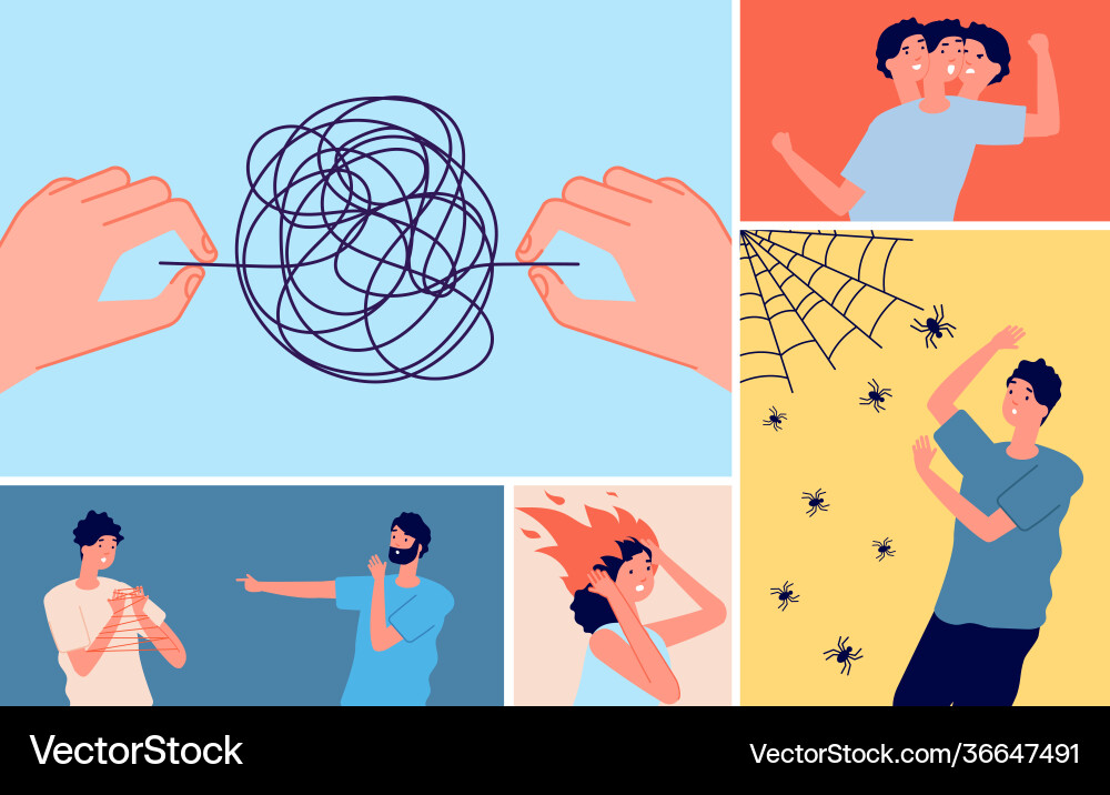 Afraid people psycho mental disorder emotional Vector Image